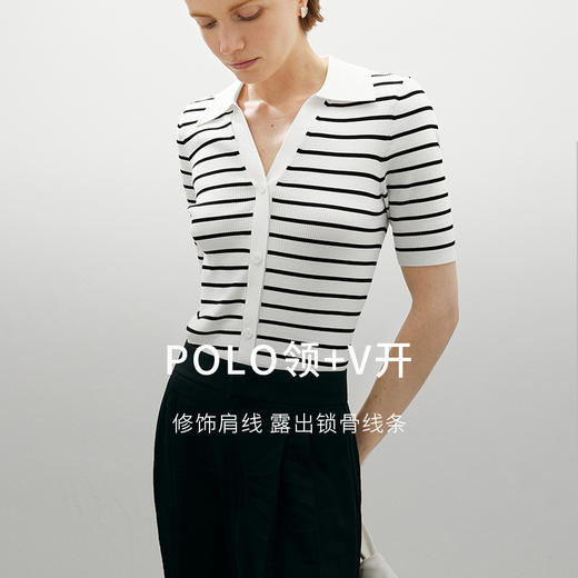 【商场同款】麦檬Polo领+V开舒适套头短毛衫5F4131481 商品图2