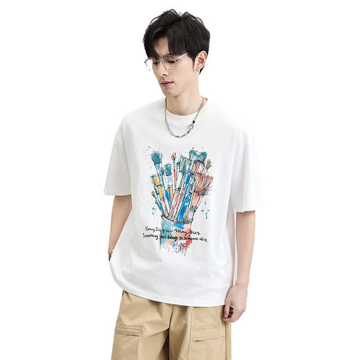 贝纳川夏季圆领大图案短袖T恤ECF114106 商品图0