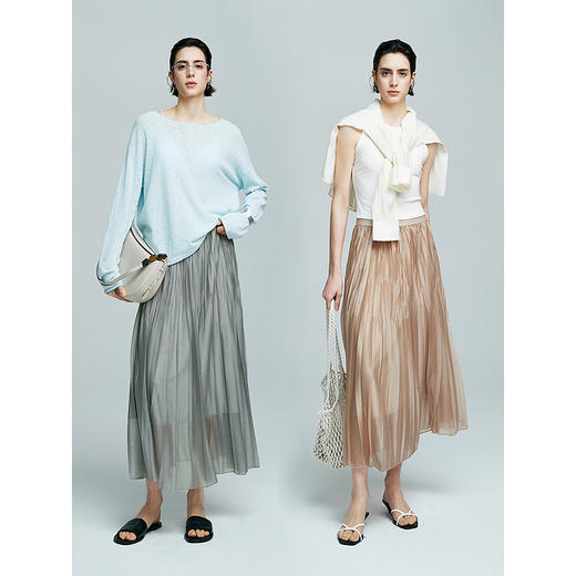 棉仓363617012-初棉钻石流光光感百褶半身裙 商品图4