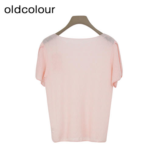 oldcolour夏季新款简约通勤百搭短袖针织套头上衣女DQ280501A1 商品图3