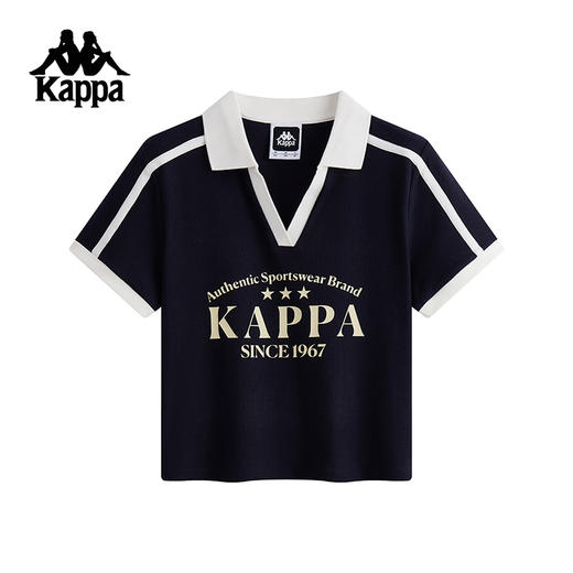 Kappa卡帕背靠背运动短袖t恤女夏季新款休闲短款polo衫半袖衫上衣K0F42PD01 商品图0