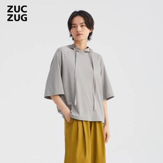 2楼棉涤罗纹真丝拼接带帽套头衫吊牌价1050 商品图0