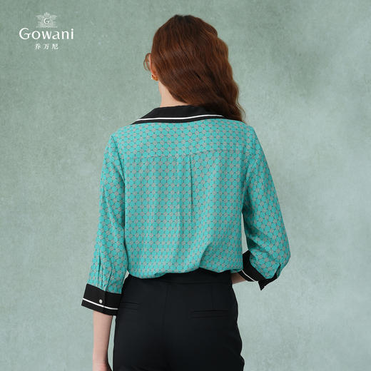 乔万尼重磅真丝撞色印花贵气时尚衬衫EI2C841 商品图3