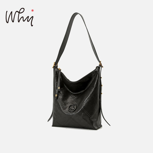 Why女包秋冬新款菱格hobo包轻奢复古大容量托特包美拉德风斜挎包YA5360 商品图9