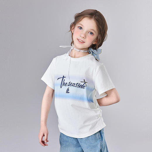 笛莎Deesha 童装女童T恤2025夏新款女童圆领短袖T恤 商品图1