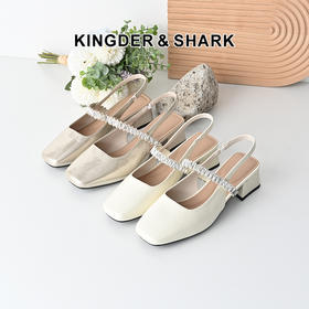 经典鲨2025年夏季新款复古方头简约中粗跟后空气质玛丽珍单鞋女KW127-529011