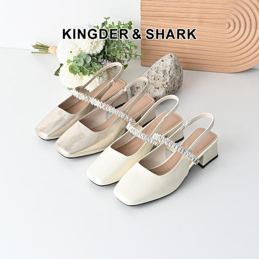 经典鲨2025年夏季新款复古方头简约中粗跟后空气质玛丽珍单鞋女KW127-529011 商品图0