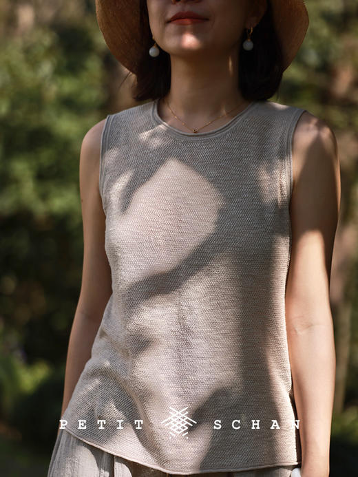 PETIT SCHAN小闪 CLO#093 little summer 小夏天 亚麻棉绢丝条纹针织背心 商品图12