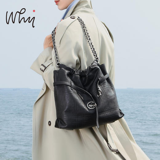 Why女包小众设计垃圾袋包慵懒风菱格流浪包高级感大容量链条包YA5372 商品图0