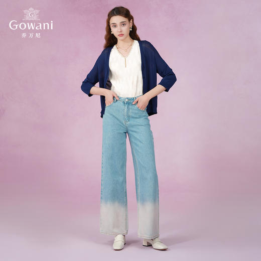 乔万尼针织衫薄款女开衫冰丝上衣女v领外套七分袖早春新款EI2M813 商品图3