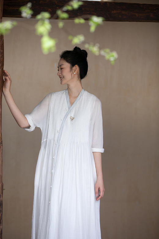 牧衣游原创 机绣苎麻风衣新品清凉透薄白色浪漫文艺开衫 静听风 商品图5