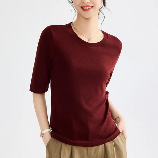 【自】全新升级【铂金会员109/天猫139/差价30】(00156) 洛诗琳高弹力t恤中袖修身内搭打底衫纯色百搭基础款体恤上衣 商品图2