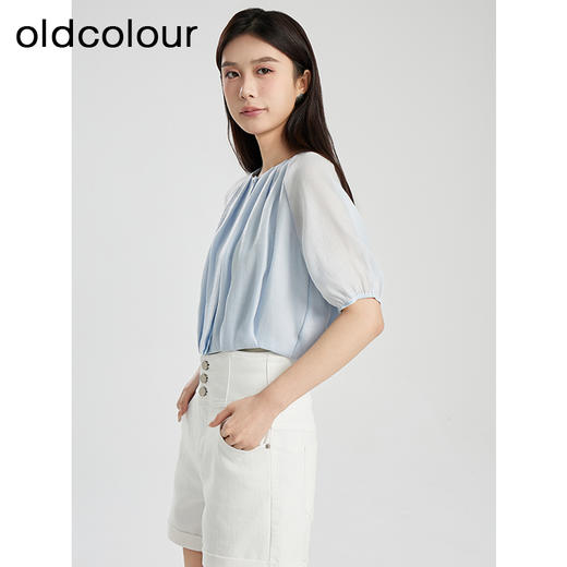 oldcolour夏季新款小清新气质设计感百搭短款短袖衬衫女Q250104A1 商品图1