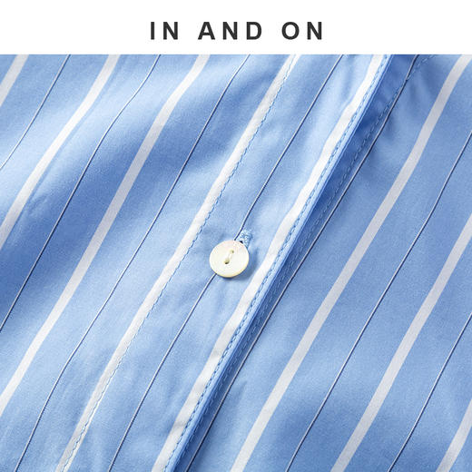 55169 IN AND ON  蓝调 100%棉一衣多穿可脱卸领条纹衬衫 商品图4