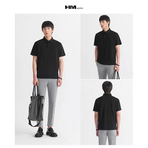 HIM漢崇  珠地棉反领T恤男士舒适透气商务休闲短袖POLO衫 2026夏季 商品图3