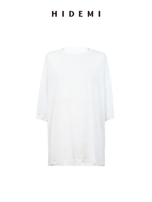 HIDEMI皮肤衣系列新款凉感超薄清透圆领宽松慵懒短袖面膜t恤 骑士蓝/自然白/浅花灰/锡器灰/黑色 商品图10
