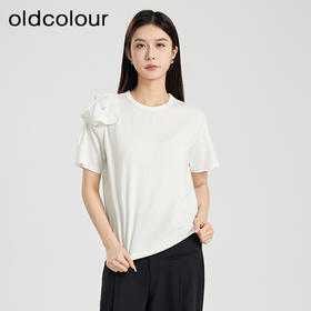oldcolour夏季新款白色设计感简约气质百搭短袖T恤女Q280207A1