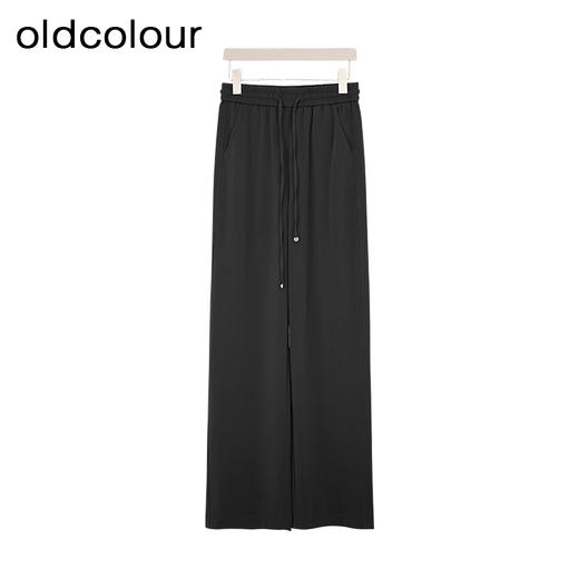 oldcolour夏季新款松紧腰系带直筒宽松休闲简约长裤女Q280701A1 商品图0