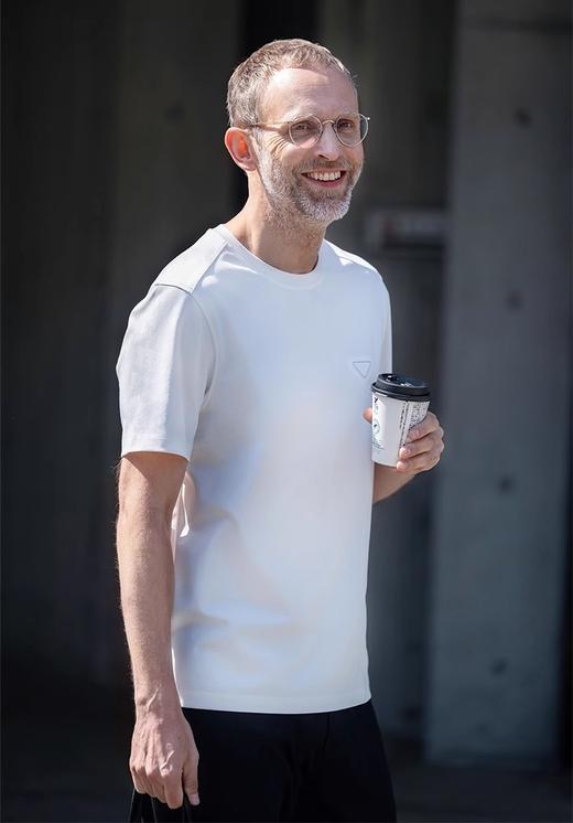 正品出口意大利匹马棉液氨透气简约男士百搭T恤 商品图2