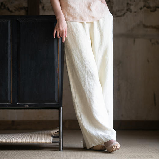 牧衣游原创 汉麻裤子女夏新款清凉透气柔软宽松百搭休闲裤 枕函歆 商品图0