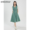 oldcolour夏季新款复古气质拼接V领中长款牛仔连衣裙女Q281023A1 商品缩略图4
