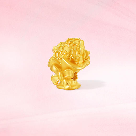 周六福黄金转运珠女款5d硬金定价路路通手捧花不含绳送妈妈送女友 商品图3