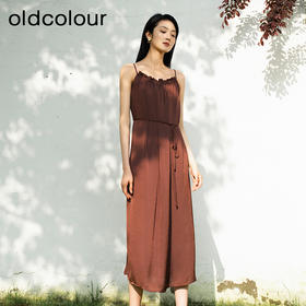 oldcolour夏季新款设计感小众收腰显瘦长款吊带连衣裙女Q221019A1