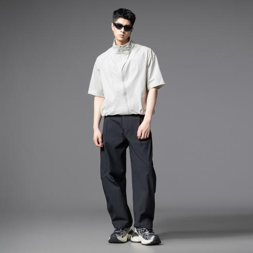 PINLI品立2025夏季新款褶皱设计感休闲裤潮牌男百搭宽松直筒长裤GD252117313 商品图1