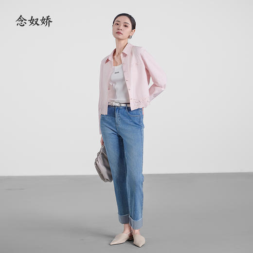 【商场同款】CNT5398 “ 清新卷边裤 ”   夏日清新蓝调 直筒牛仔裤 商品图3