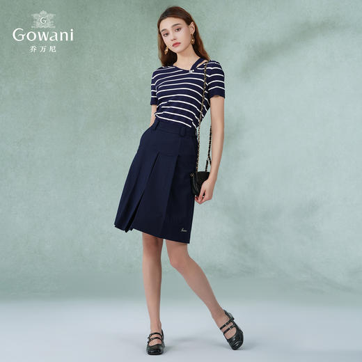 乔万尼薄款小香风设计感早春针织衫条纹宽松夏款短袖上衣EI2M819 商品图3