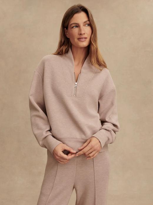 Varley - Davidson Sweat - Taupe Marl - 女装 - 半拉链卫衣 - 灰褐色 商品图3