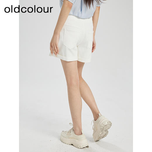 oldcolour夏季新款纯色简约休闲高腰百搭直筒牛仔短裤女Q221101A1 商品图4