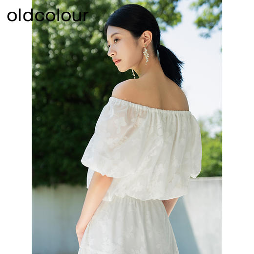 oldcolour夏季新款白色设计感小众气质印花短袖上衣女Q250107A1 商品图4