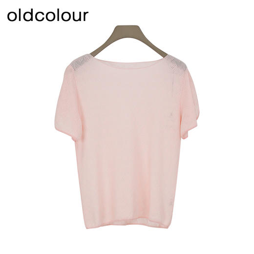 oldcolour夏季新款简约通勤百搭短袖针织套头上衣女DQ280501A1 商品图2