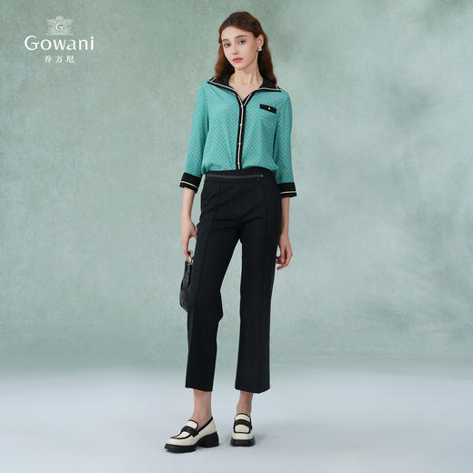 乔万尼重磅真丝撞色印花贵气时尚衬衫EI2C841 商品图4