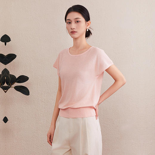 【自】全新升级【铂金会员165/天猫219/差价54】(00604) 洛诗琳夏季新款短袖T恤女韩版圆领时尚休闲百搭套头针织上衣 商品图3