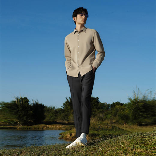 圣得西易打理长袖衬衫男士2025春季新款简约商务休闲职业面试衬衣 商品图3