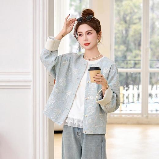 新中式棉麻刺绣外套，国风小个子宽松气质百搭上衣HR-YDYX9307 商品图1