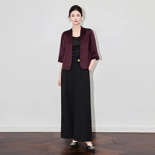 【高货wl】全新升级【铂金会员330/天猫449/差价119】(95932) 洛诗琳春夏新款简约时尚通勤无领醋酸缎纯色西装外套上衣 商品图0