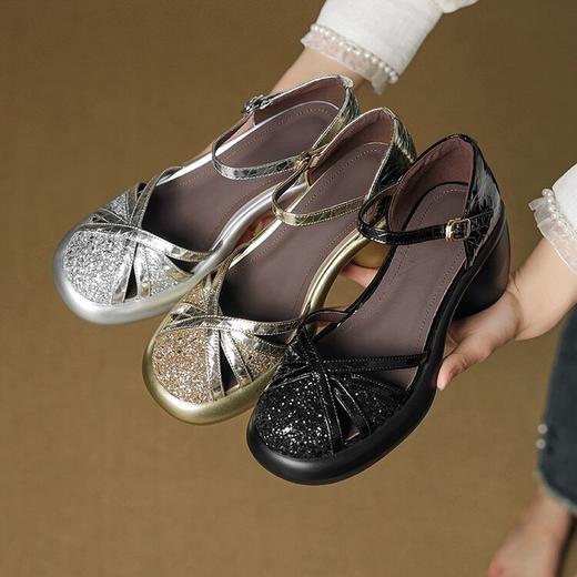 【预售5天】圆头高跟中空女鞋，时尚厚底复古包头罗马镂空凉鞋YCJX&H-7539 商品图4