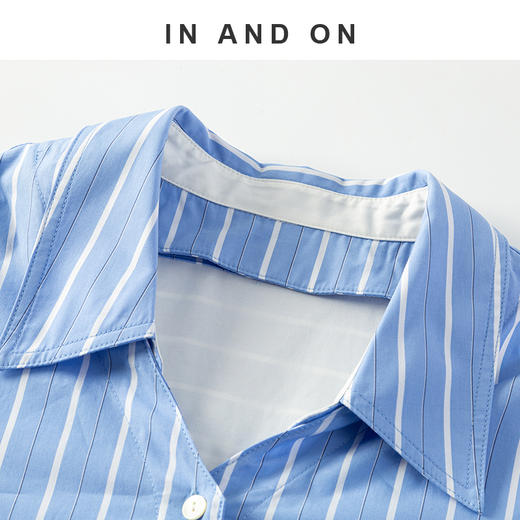 55169 IN AND ON  蓝调 100%棉一衣多穿可脱卸领条纹衬衫 商品图3