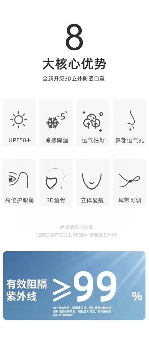 正品蕉下立体防晒口罩女护眼角3d软骨支撑防蹭妆面纱冰丝防紫外线面罩。四个色 商品图12