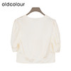 oldcolour夏季新款白色简约通勤气质短款短袖衬衫女DQ280107A1 商品缩略图1