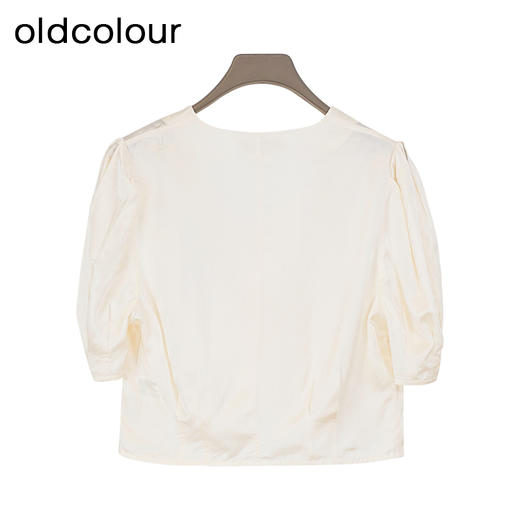 oldcolour夏季新款白色简约通勤气质短款短袖衬衫女DQ280107A1 商品图1