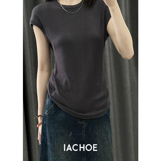 棉仓3431301006-IACHOE短袖坑条insT恤夏季 商品图4