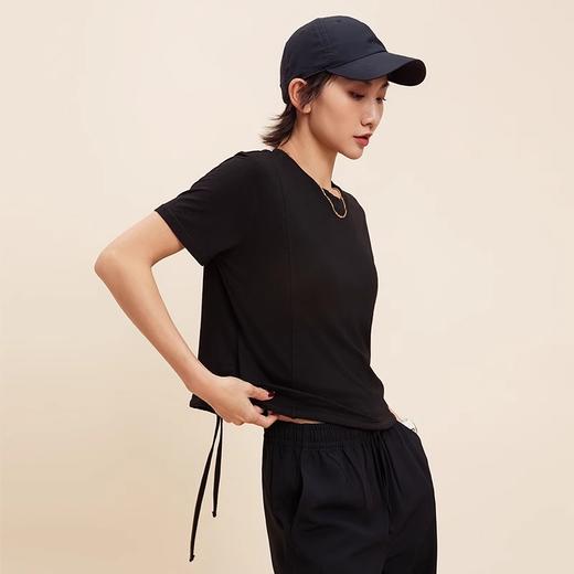 【限时秒】YOGACODE【火树银花系列】云感软糯宽松运动上衣短袖女士下摆抽绳通勤短t恤DWY115200 商品图4