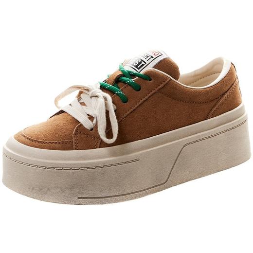 丁摩 欧洲站厚底板鞋春季新款双色系带面包鞋真皮小个子增高休闲鞋5ZF-3311 商品图4