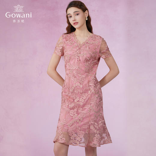 乔万尼蕾丝刺绣收腰连衣裙喜宴晚会EN2E503 商品图1