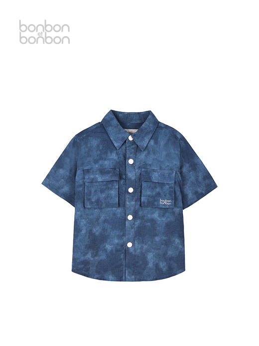 扎染廓形大口袋衬衫短裤套装 商品图1