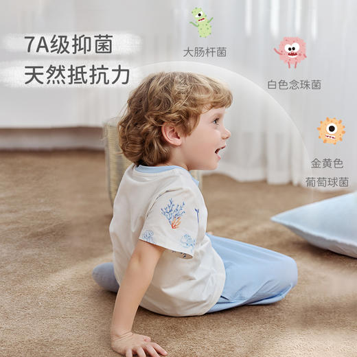 【25年春夏新品】i-baby/英伦宝贝童梦奇境一公里针织抑菌恒温短袖长裤套装亲子装 商品图3